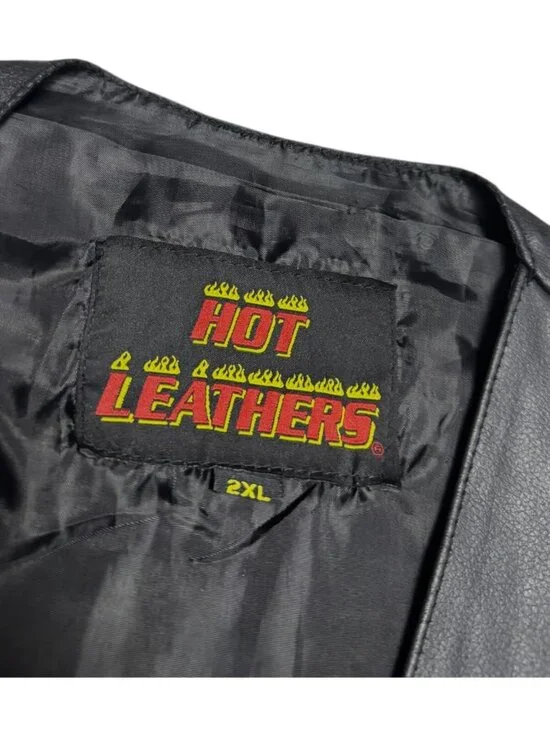 HOT LEATHERS Braided Leather Retro Motorcycle Biker Casual Riding Vest Mens 2XL - Picture 4 of 7